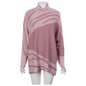 Alfani Sweater S Pink Cotton Blend Knit Turtleneck Pullover Oversized